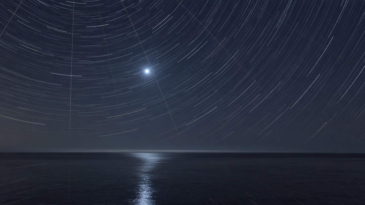 Silver meridian lines crossing a dark star chart